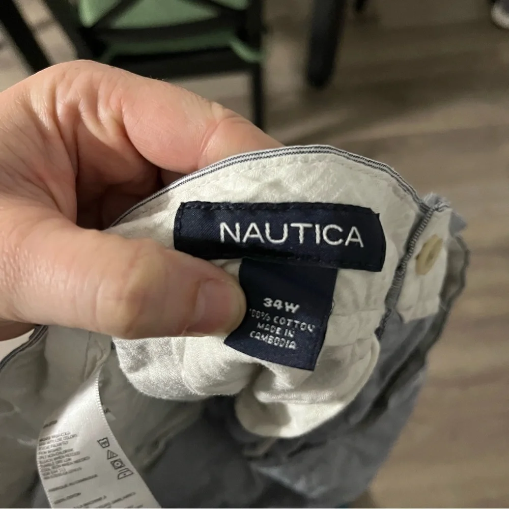 Nautica Mens Blue White Striped Flat Front Shorts Size 34 100% Cotton - Picture 3 of 7